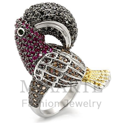 Ring,Brass,Rhodium+Gold+ Ruthenium,AAA Grade CZ,MultiColor