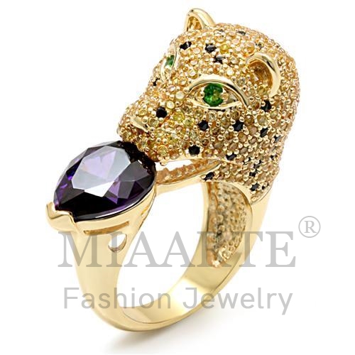 Ring,Brass,Imitation Gold,AAA Grade CZ,Amethyst