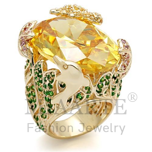 Ring,Brass,Imitation Gold,AAA Grade CZ,Topaz