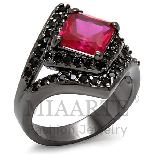 Ring,Brass,TIN Cobalt Black,AAA Grade CZ,Ruby