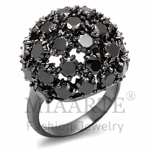 Ring,Brass,TIN Cobalt Black,AAA Grade CZ,Jet