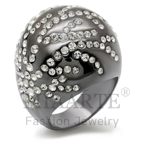 Ring,Brass,TIN Cobalt Black,Top Grade Crystal,Clear