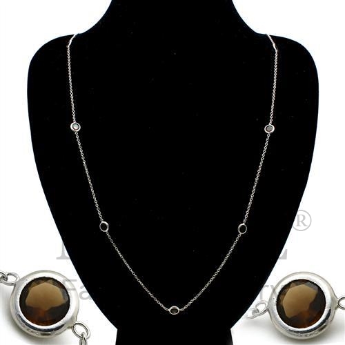 Necklace,Brass,Imitation Rhodium,Synthetic,Brown,Synthetic Glass
