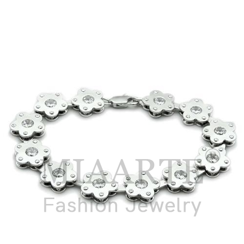 Bracelet,Brass,Mat Rhodium & Rhodium,AAA Grade CZ,Clear