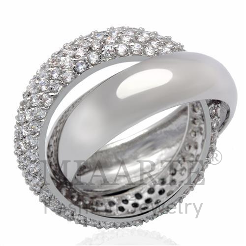 Ring,Brass,Rhodium,AAA Grade CZ,Clear