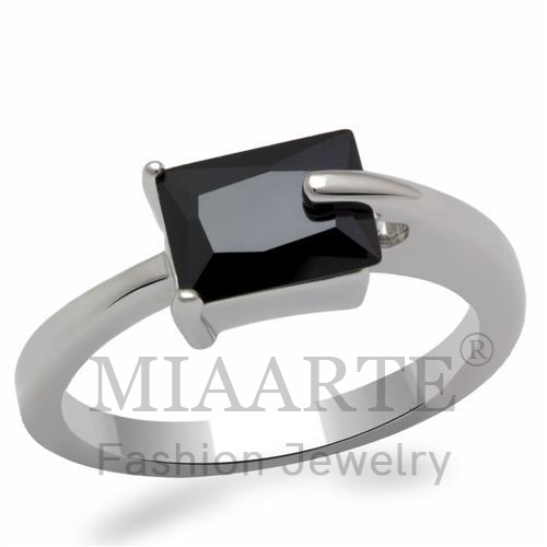 Ring,Brass,Rhodium,AAA Grade CZ,Jet