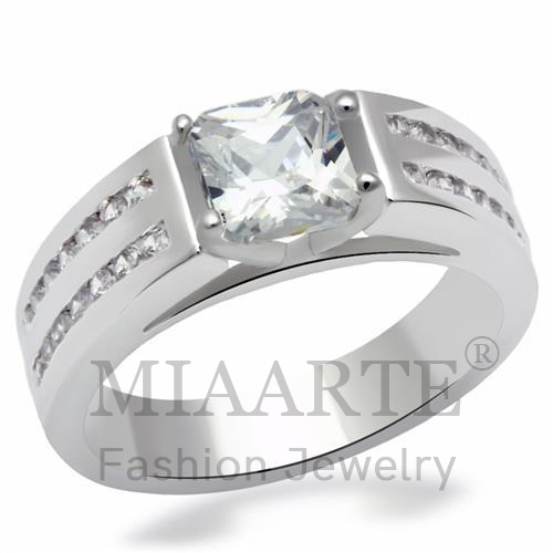 Ring,Brass,Rhodium,AAA Grade CZ,Clear