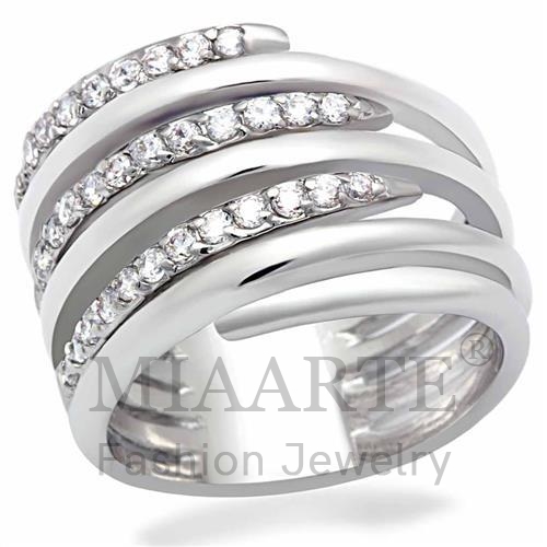 Ring,Brass,Rhodium,AAA Grade CZ,Clear