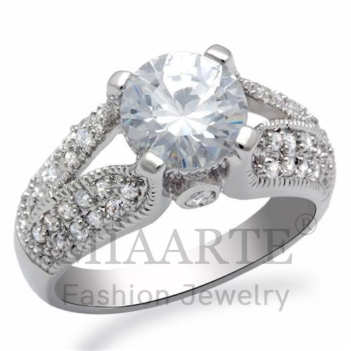 Ring,Brass,Rhodium,AAA Grade CZ,Clear