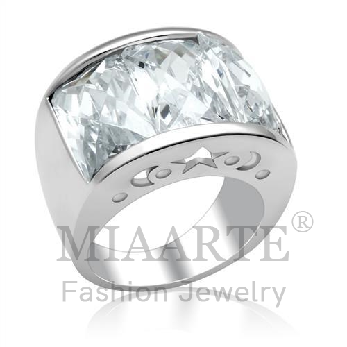 Ring,Brass,Rhodium,AAA Grade CZ,Clear