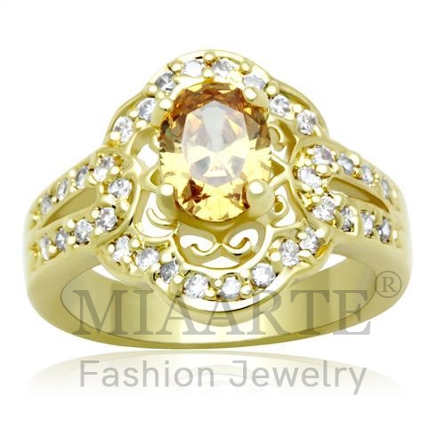 Ring,Brass,Gold,AAA Grade CZ,Champagne