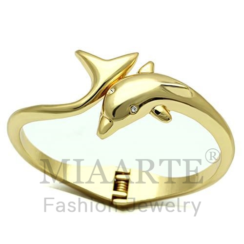 Bangle,White Metal,Flash Gold,Top Grade Crystal,Clear