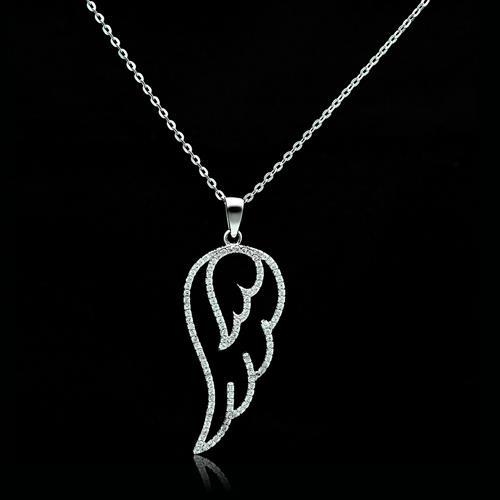 Necklace,Sterling Silver,Rhodium,AAA Grade CZ,Clear