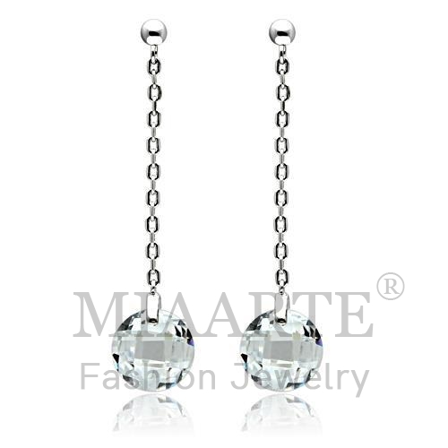 Earrings,Brass,Rhodium,AAA Grade CZ,Clear