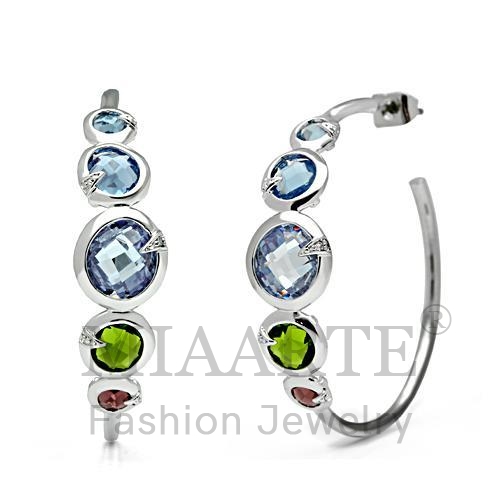 Earrings,Brass,Rhodium,AAA Grade CZ,MultiColor