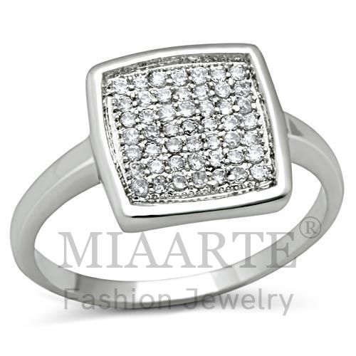 Ring,Brass,Rhodium,AAA Grade CZ,Clear