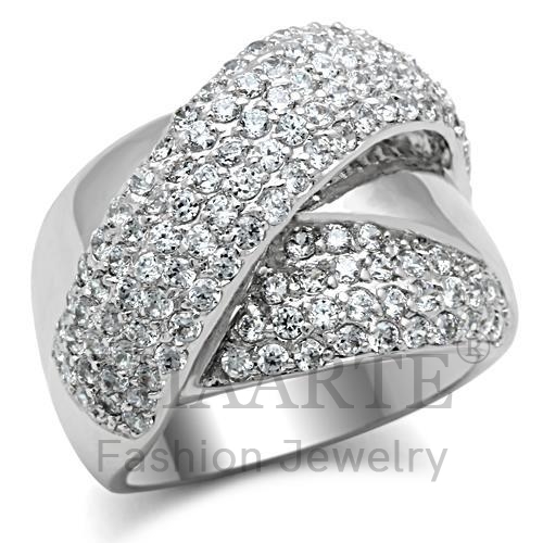 Ring,Brass,Rhodium,AAA Grade CZ,Clear