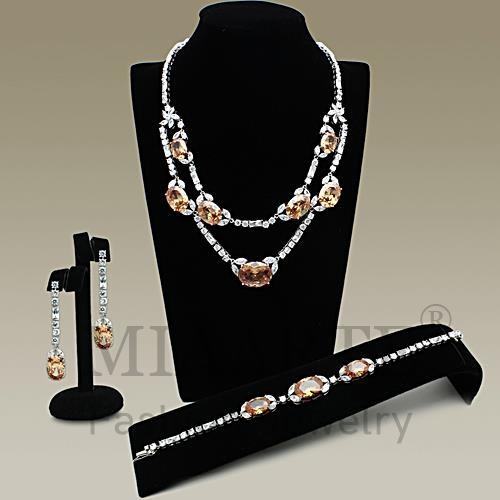 Set,Brass,Rhodium,AAA Grade CZ,Champagne