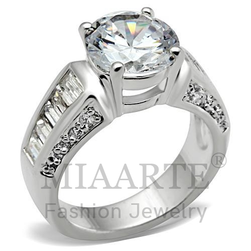 Ring,Sterling Silver,Silver Plated,AAA Grade CZ,Clear,Round