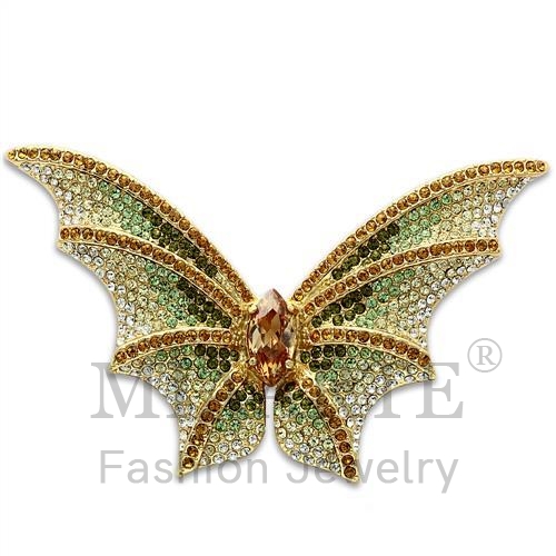 Brooches,White Metal,Gold,Top Grade Crystal,MultiColor