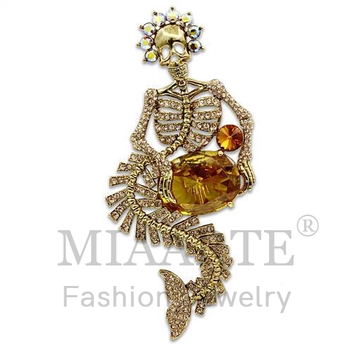 Brooches,White Metal,Gold,AAA Grade CZ,Topaz