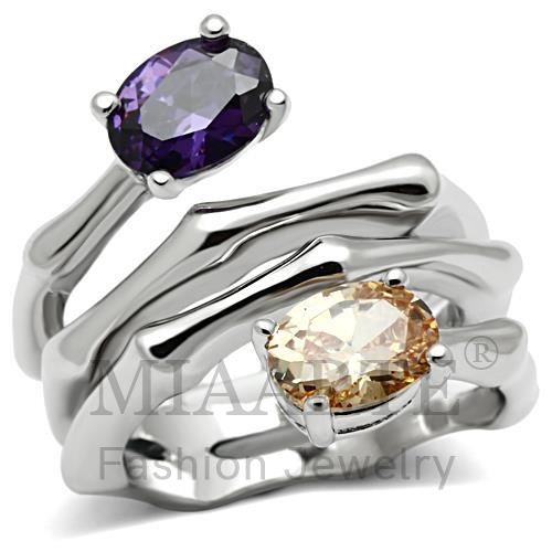 Ring,Brass,Rhodium,AAA Grade CZ,MultiColor