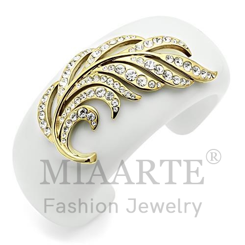 Bangle,Brass,IP Gold(Ion Plating),Synthetic,White,Synthetic Stone