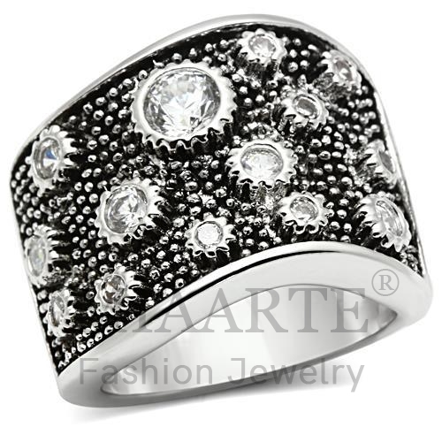 Ring,Brass,Rhodium,AAA Grade CZ,Clear