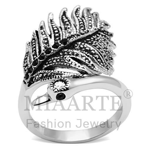 Ring,Brass,Rhodium,Top Grade Crystal,BlackDiamond