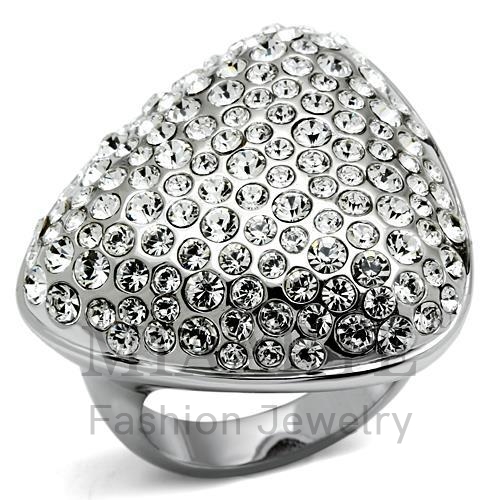 Ring,Brass,Rhodium,Top Grade Crystal,Clear