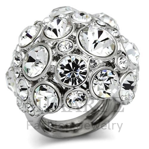 Ring,Brass,Rhodium,Top Grade Crystal,Clear
