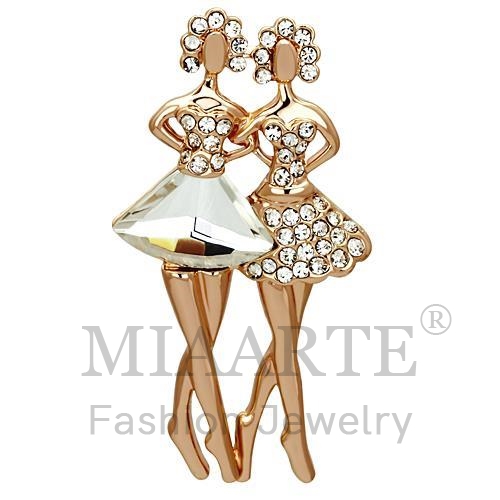 Brooches,White Metal,Flash Rose Gold,Synthetic,Clear,Synthetic Glass