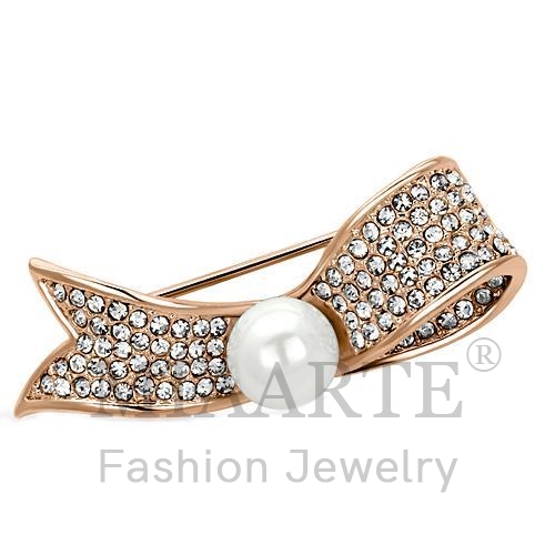 Brooches,White Metal,Flash Rose Gold,Synthetic,White,Pearl