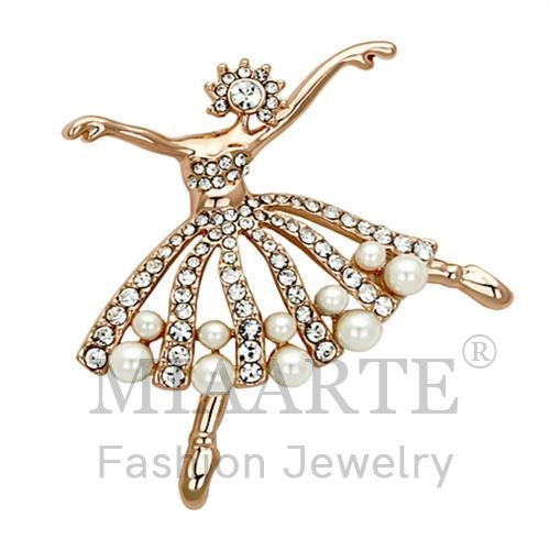 Brooches,White Metal,Flash Rose Gold,Synthetic,White,Pearl