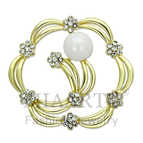 Brooches,White Metal,Flash Gold,Synthetic,White,Pearl