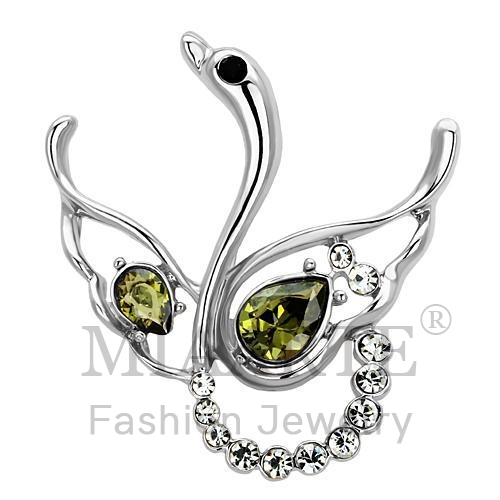 Brooches,White Metal,Imitation Rhodium,Top Grade Crystal,Olivine color