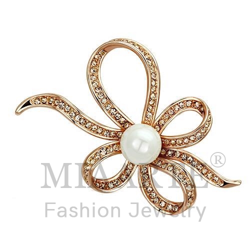 Brooches,White Metal,Flash Rose Gold,Synthetic,White,Pearl