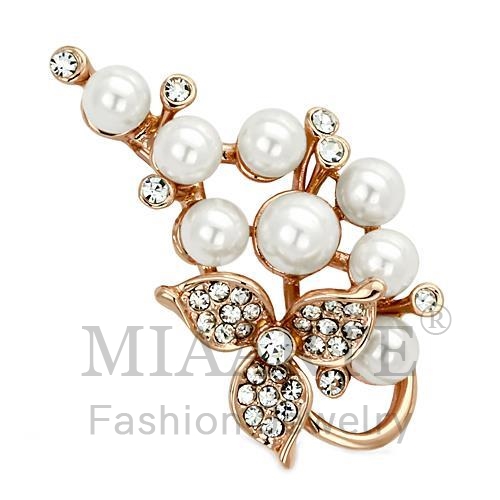Brooches,White Metal,Flash Rose Gold,Synthetic,White,Pearl
