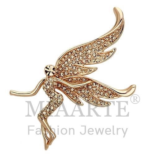 Brooches,White Metal,Flash Rose Gold,Top Grade Crystal,Champagne