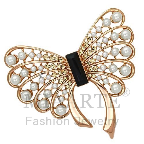 Brooches,White Metal,Flash Rose Gold,Synthetic,Jet,Pearl