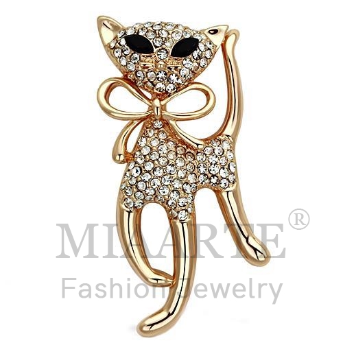 Brooches,White Metal,Flash Rose Gold,Top Grade Crystal,Jet