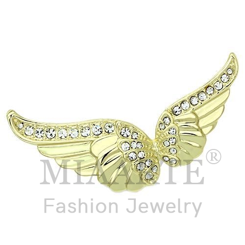 Brooches,White Metal,Flash Gold,Top Grade Crystal,Clear