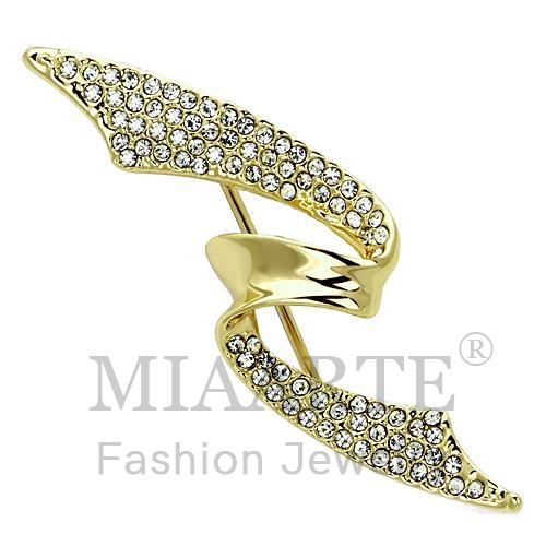 Brooches,White Metal,Flash Gold,Top Grade Crystal,Clear