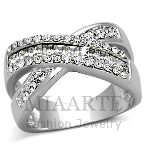 Ring,Brass,Rhodium,Top Grade Crystal,Clear