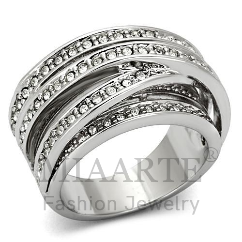 Ring,Brass,Rhodium,Top Grade Crystal,Clear