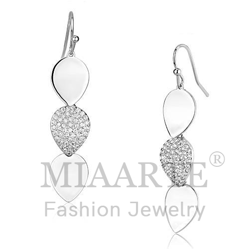 Earrings,Brass,Rhodium,AAA Grade CZ,Clear