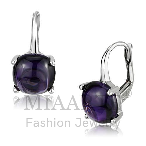 Earrings,Brass,Rhodium,AAA Grade CZ,Amethyst