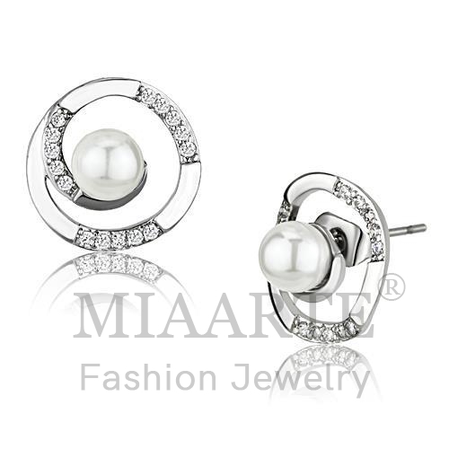 Earrings,Brass,Rhodium,Synthetic,White,Pearl