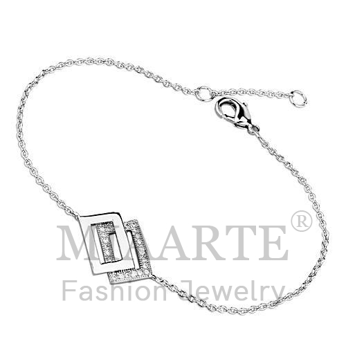 Bracelet,Brass,Rhodium,AAA Grade CZ,Clear