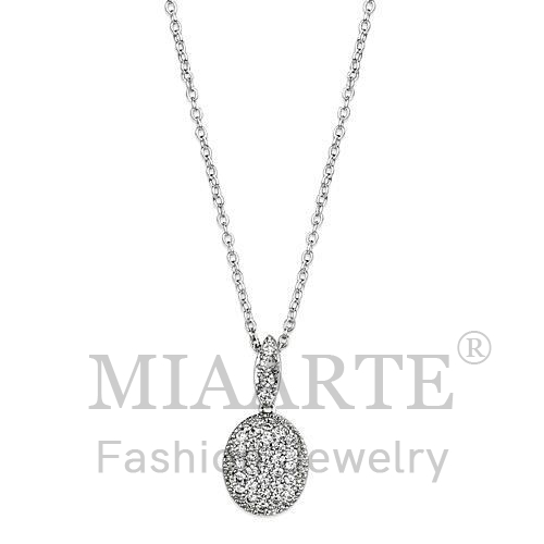Necklace,Brass,Rhodium,AAA Grade CZ,Clear
